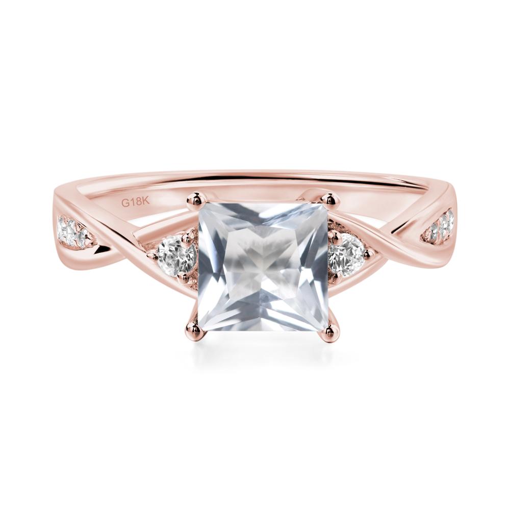 Princess Cut White Topaz Engagement Ring - LUO Jewelry #metal_18k rose gold