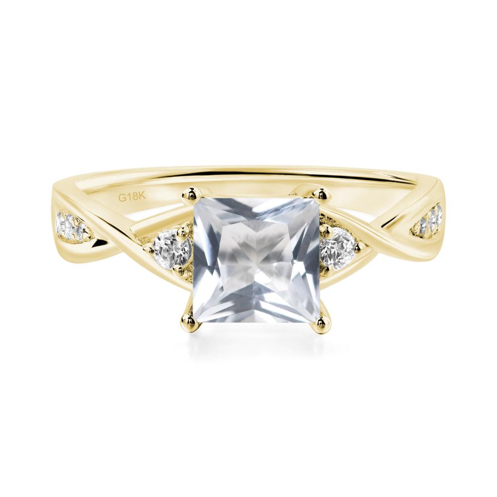 Princess Cut White Topaz Engagement Ring - LUO Jewelry #metal_18k yellow gold