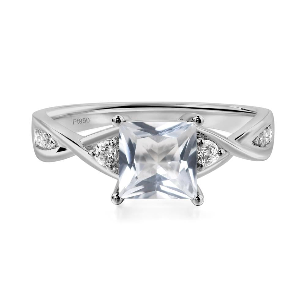 Princess Cut White Topaz Engagement Ring - LUO Jewelry #metal_platinum