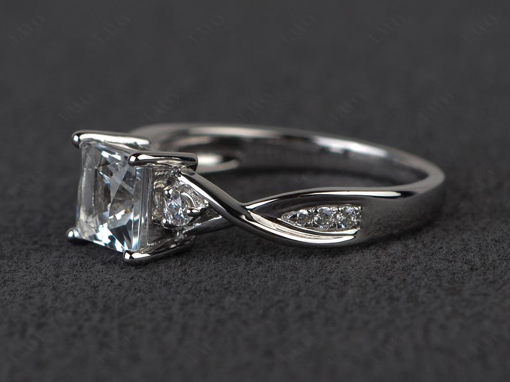 Princess Cut White Topaz Engagement Ring - LUO Jewelry