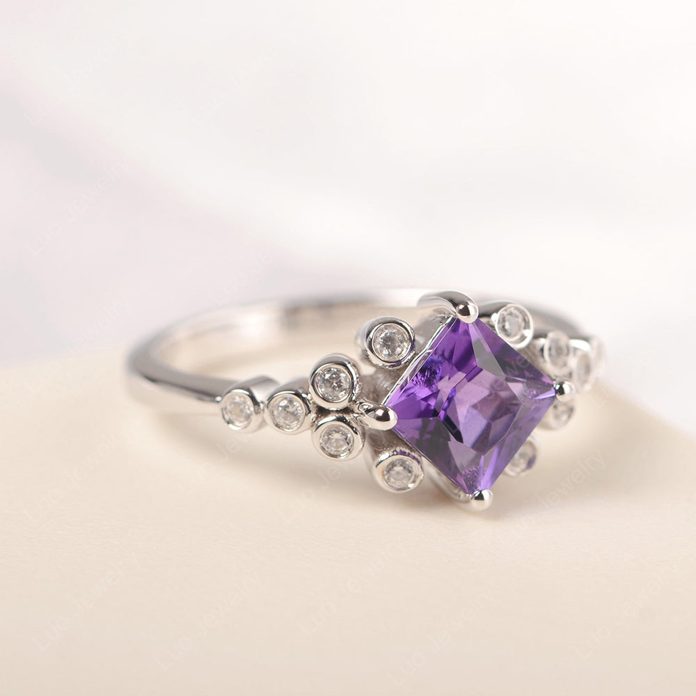 Princess Cut Amethyst Engagement Ring Rose Gold - LUO Jewelry