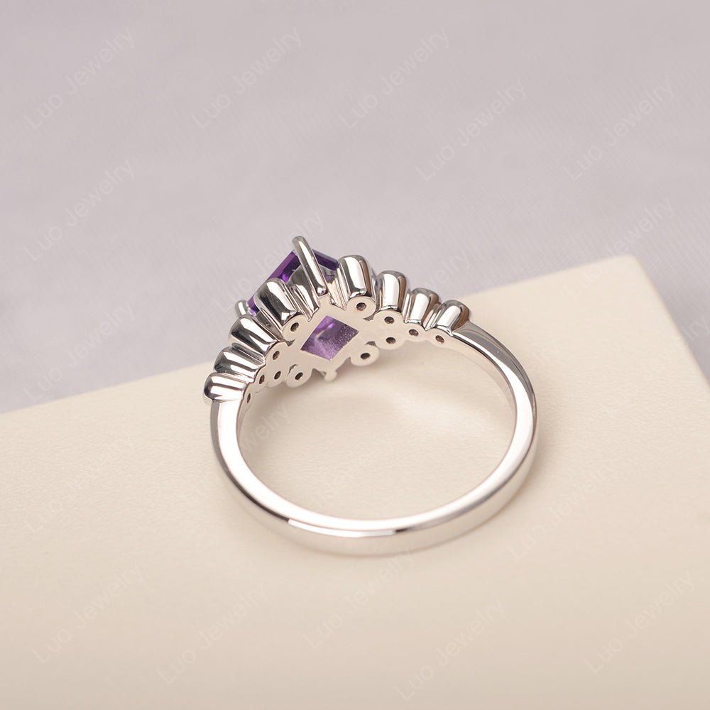 Princess Cut Amethyst Engagement Ring Rose Gold - LUO Jewelry