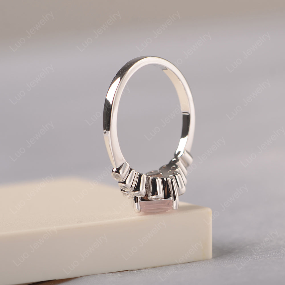 Princess Cut Rose Quartz Engagement Ring Rose Gold - LUO Jewelry