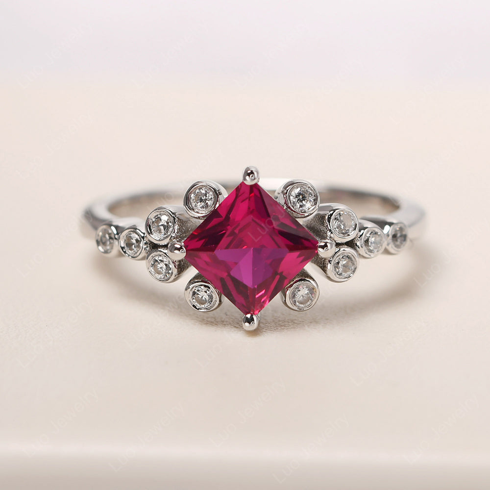 Princess Ruby Cluster Engagement Ring | LUO