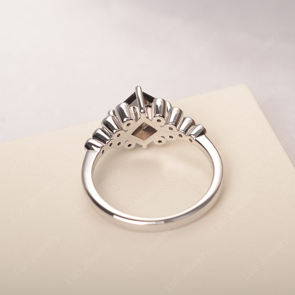 Square Cut Smoky Quartz  Engagement Ring Rose Gold - LUO Jewelry