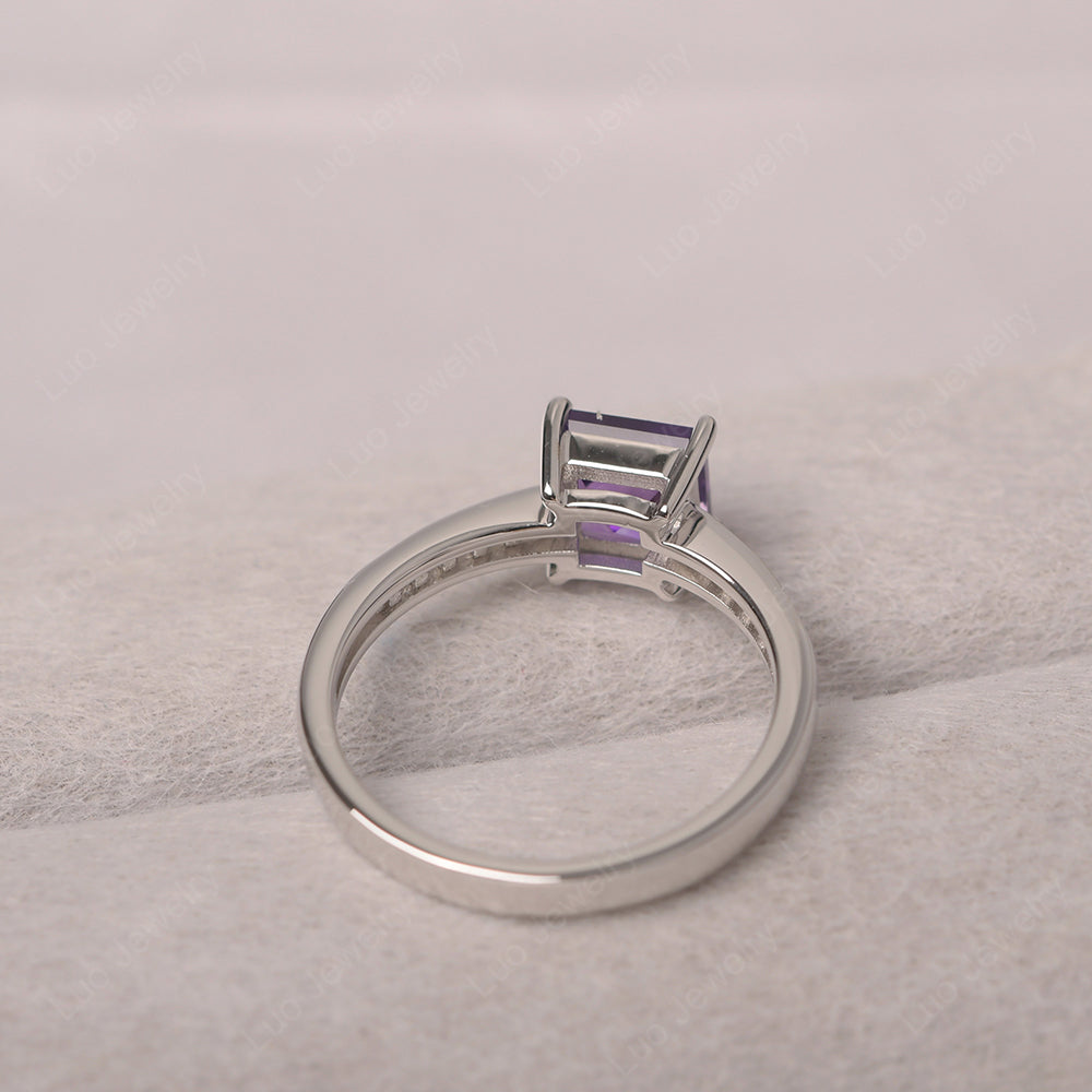 Amethyst Wedding Rings Square Cut Rose Gold - LUO Jewelry