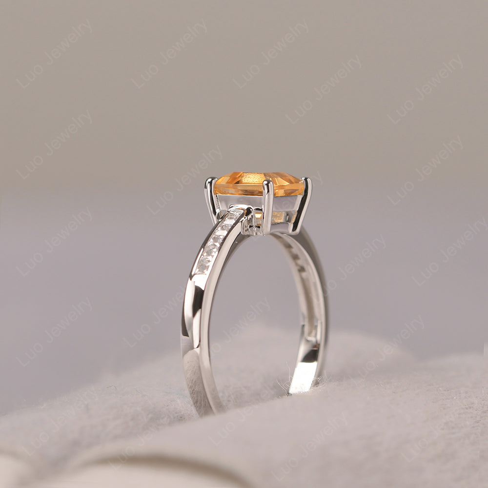 Citrine Wedding Rings Square Cut Rose Gold - LUO Jewelry