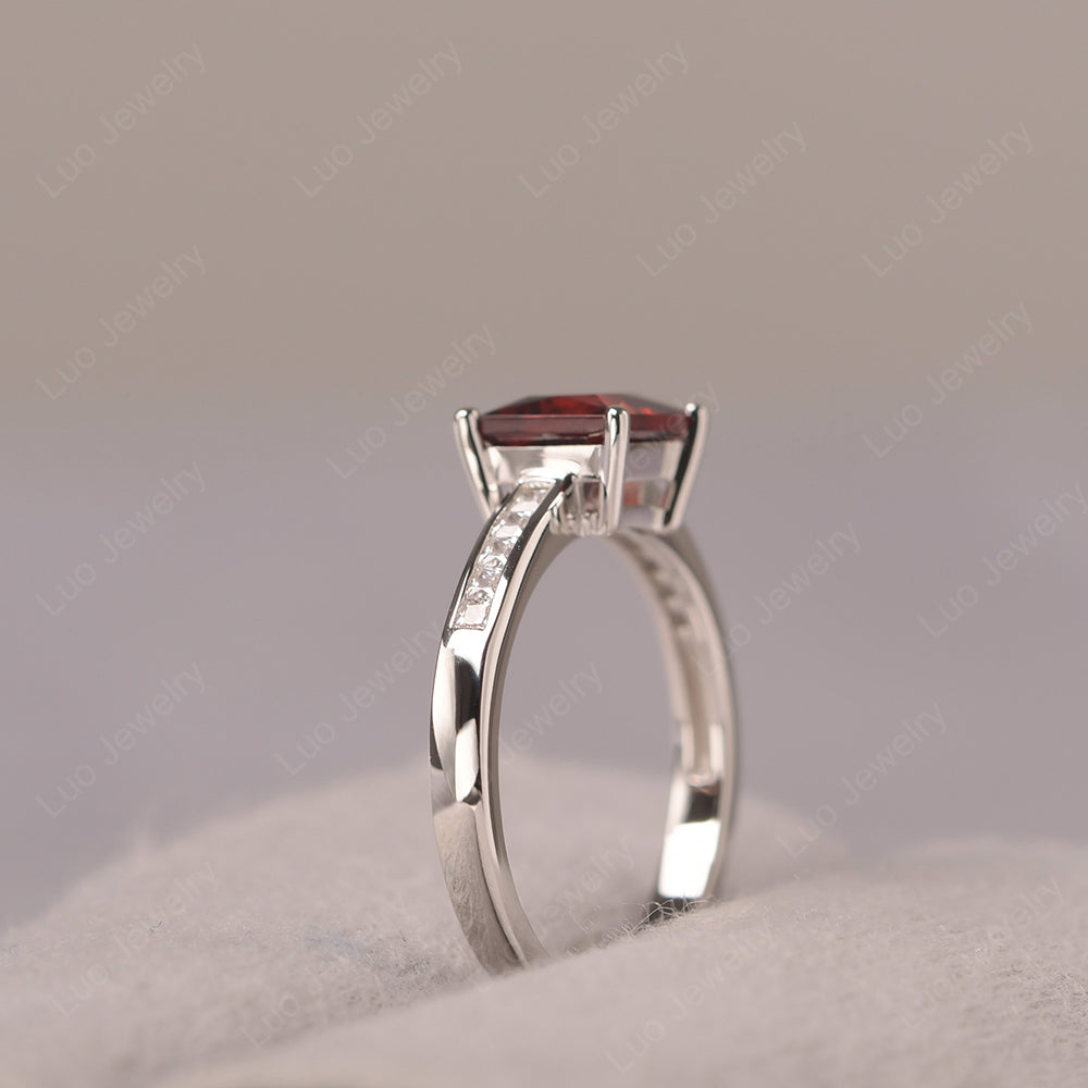 Garnet Wedding Rings Princess Cut Rose Gold - LUO Jewelry