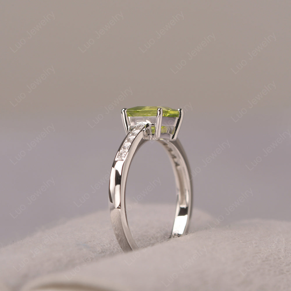 Peridot Wedding Rings Square Cut Rose Gold - LUO Jewelry