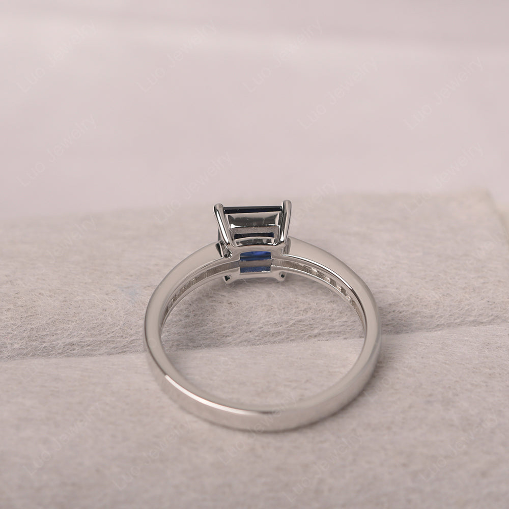 Lab Sapphire Wedding Rings Princess Cut Rose Gold - LUO Jewelry