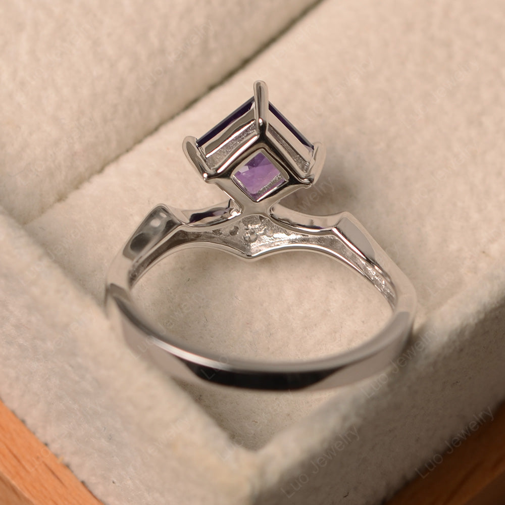 Vintage Kite Set Princess Cut Amethyst Ring - LUO Jewelry
