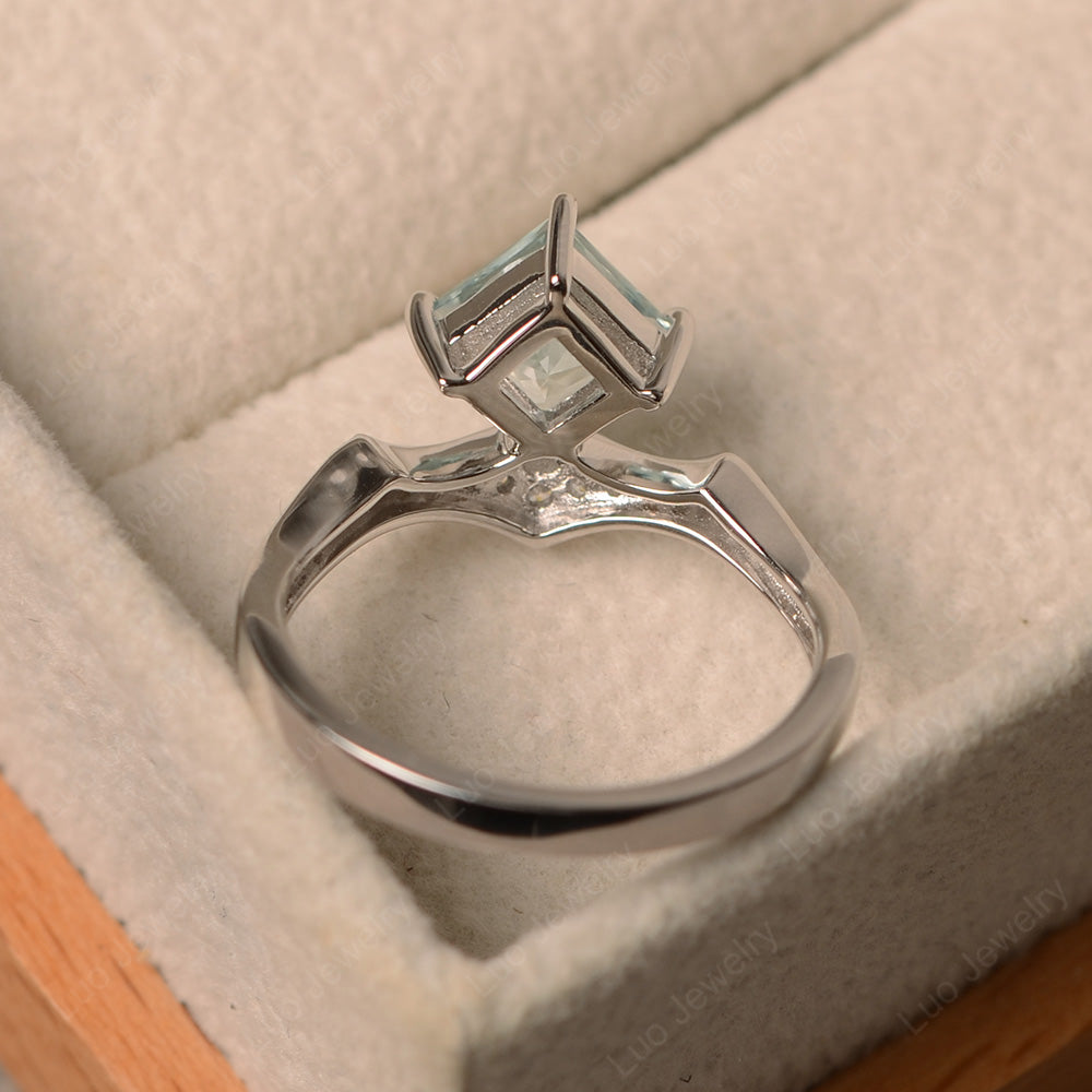 Vintage Kite Set Princess Cut Aquamarine Ring - LUO Jewelry