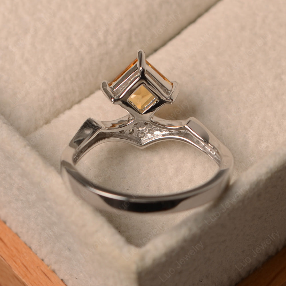 Vintage Kite Set Square Cut Citrine Ring - LUO Jewelry