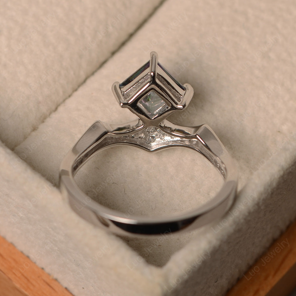 Vintage Kite Set Princess Cut Mystic Topaz Ring - LUO Jewelry