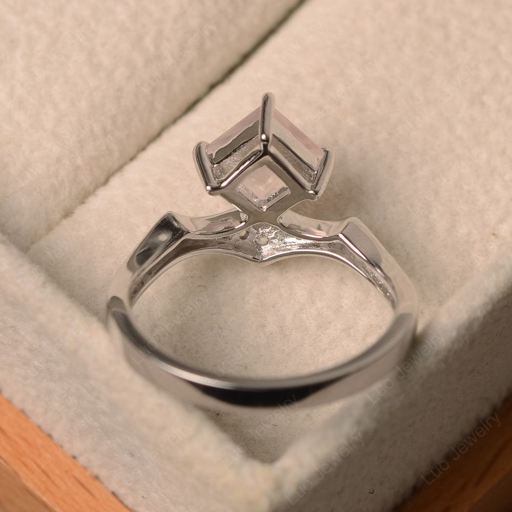 Vintage Kite Set Princess Cut Rose Quartz Ring - LUO Jewelry