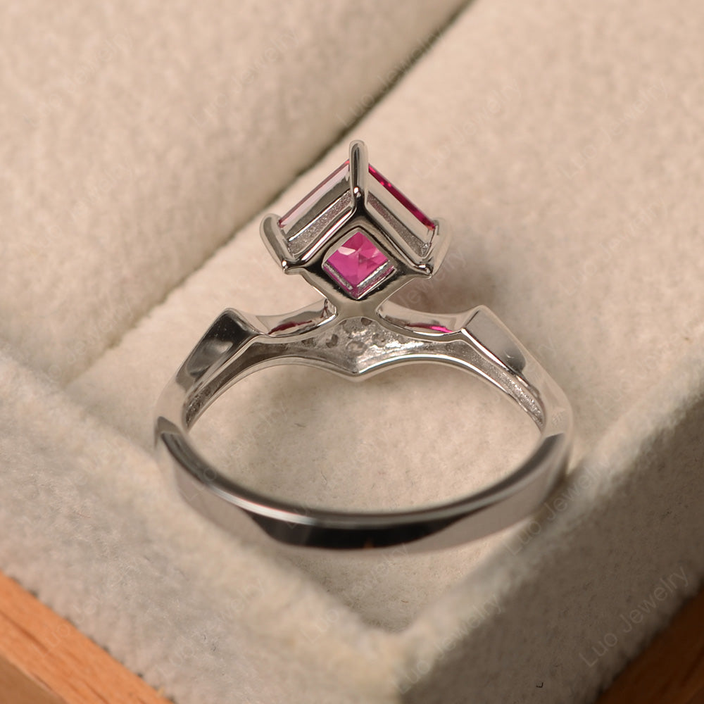 Vintage Kite Set Princess Cut Ruby Ring - LUO Jewelry