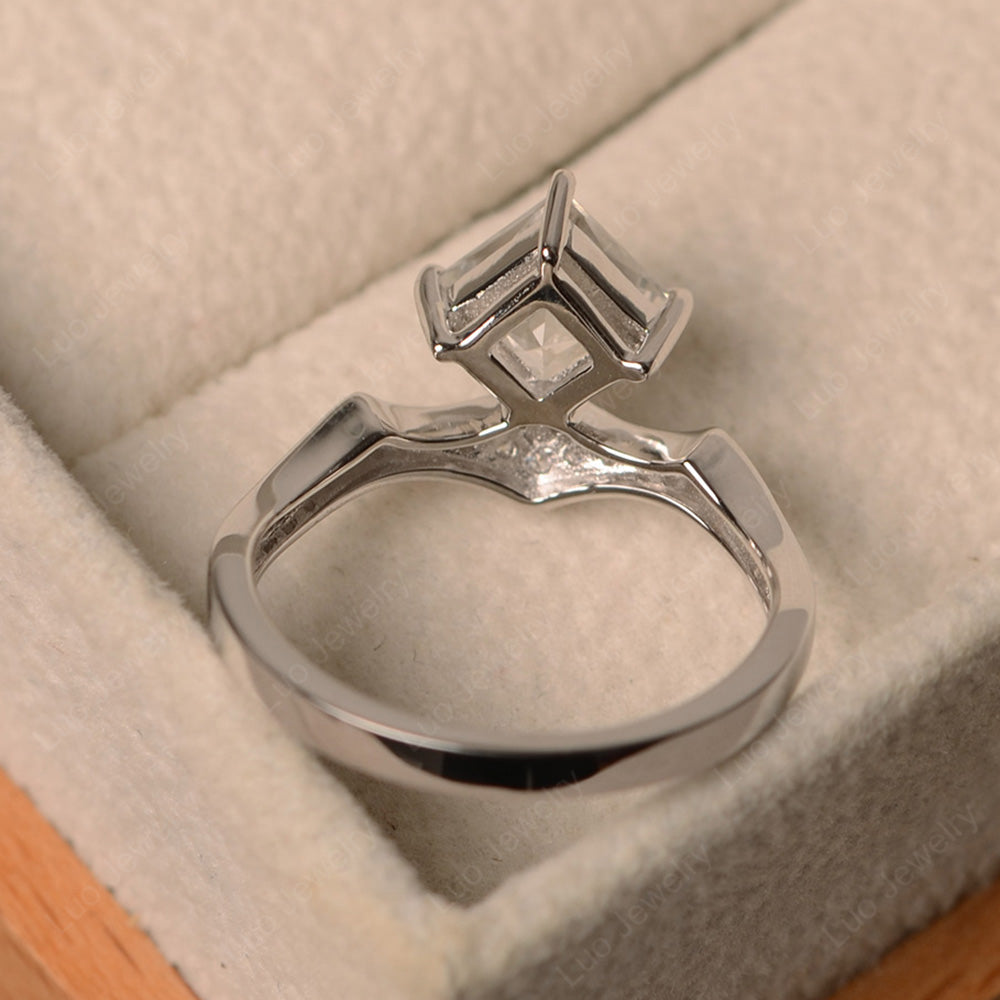 Vintage Kite Set Princess Cut White Topaz Ring - LUO Jewelry