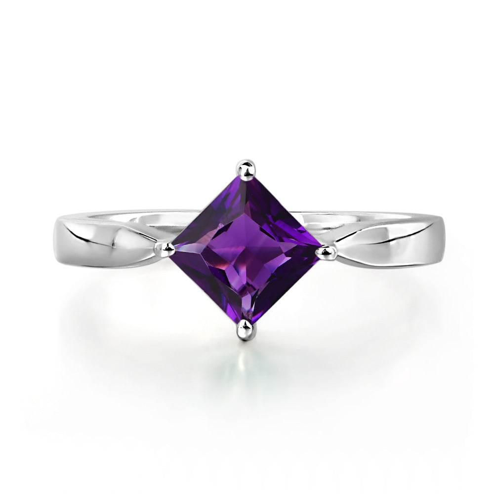 Princess Cut Kite Set Amethyst Solitaire Ring - LUO Jewelry