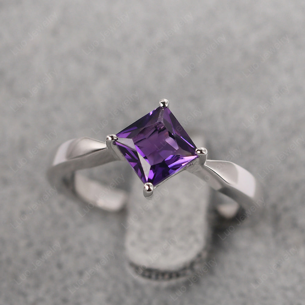 Princess Cut Kite Set Amethyst Solitaire Ring - LUO Jewelry