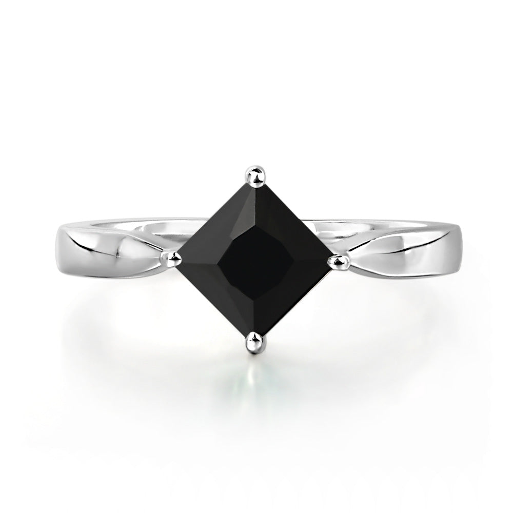 Princess Cut Kite Set Black Stone Solitaire Ring - LUO Jewelry