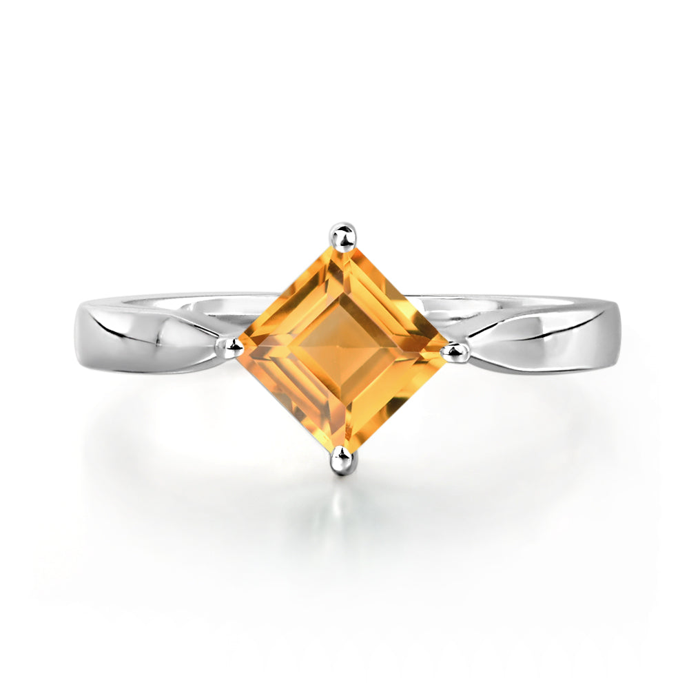 Square Cut Kite Set Citrine Solitaire Ring - LUO Jewelry