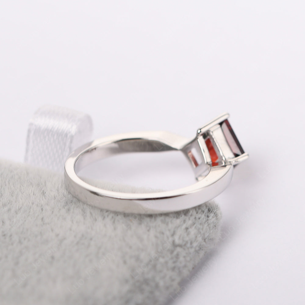 Princess Cut Kite Set Garnet Solitaire Ring - LUO Jewelry