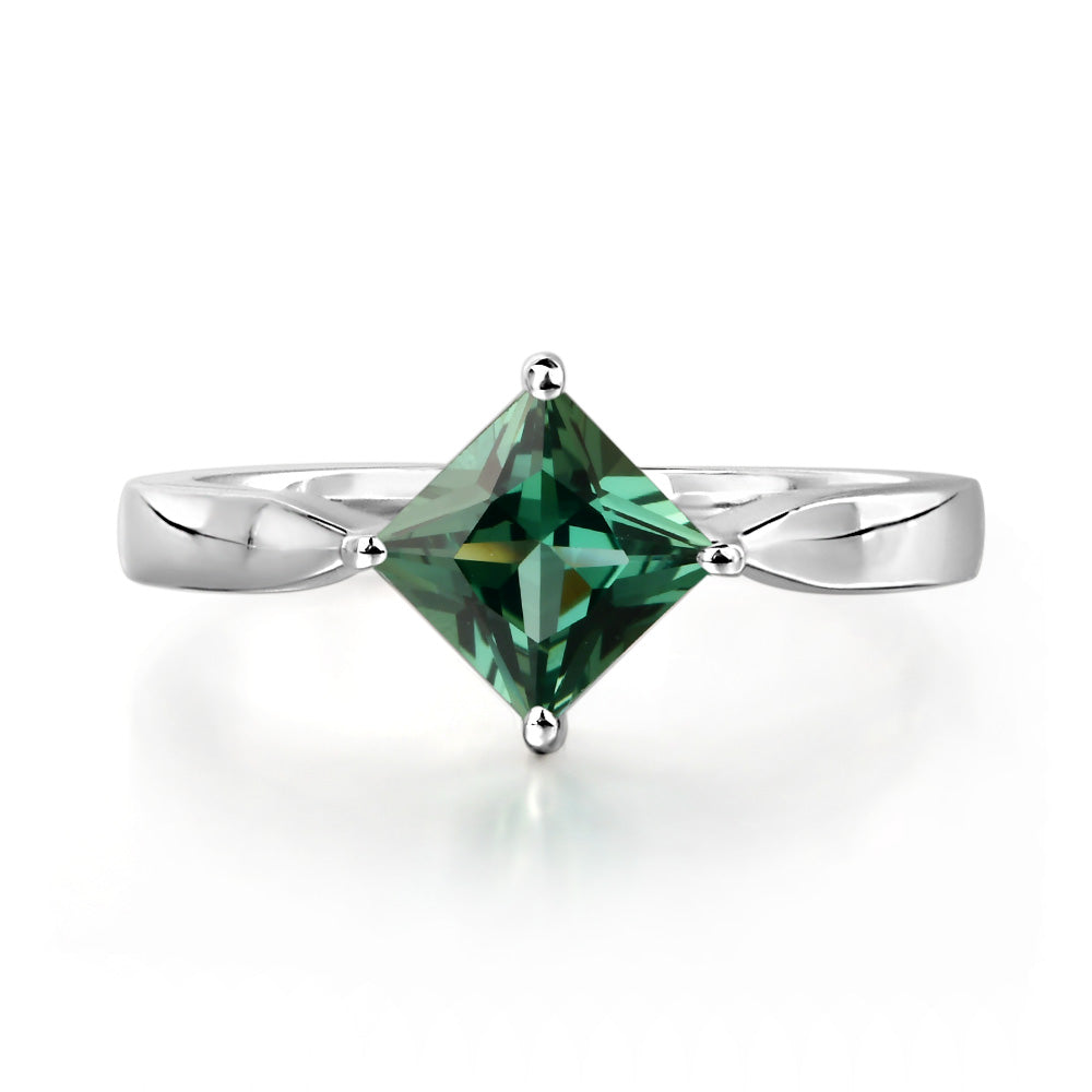 Princess Cut Kite Set Green Sapphire Solitaire Ring - LUO Jewelry