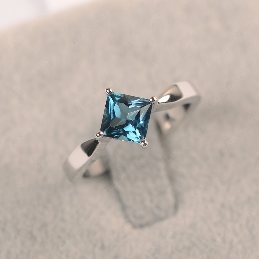 Princess Cut Kite Set London Blue Topaz Solitaire Ring - LUO Jewelry