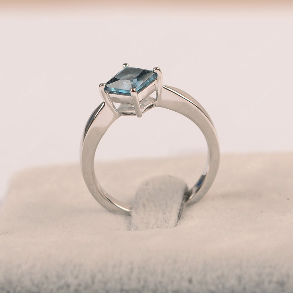 Princess Cut Kite Set London Blue Topaz Solitaire Ring - LUO Jewelry