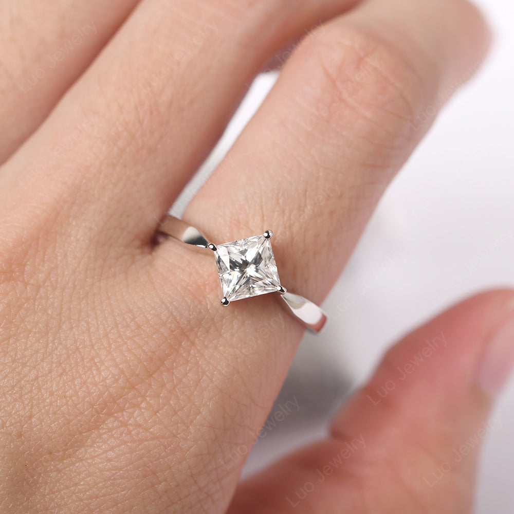Princess Cut Kite Set Moissanite Solitaire Ring - LUO Jewelry