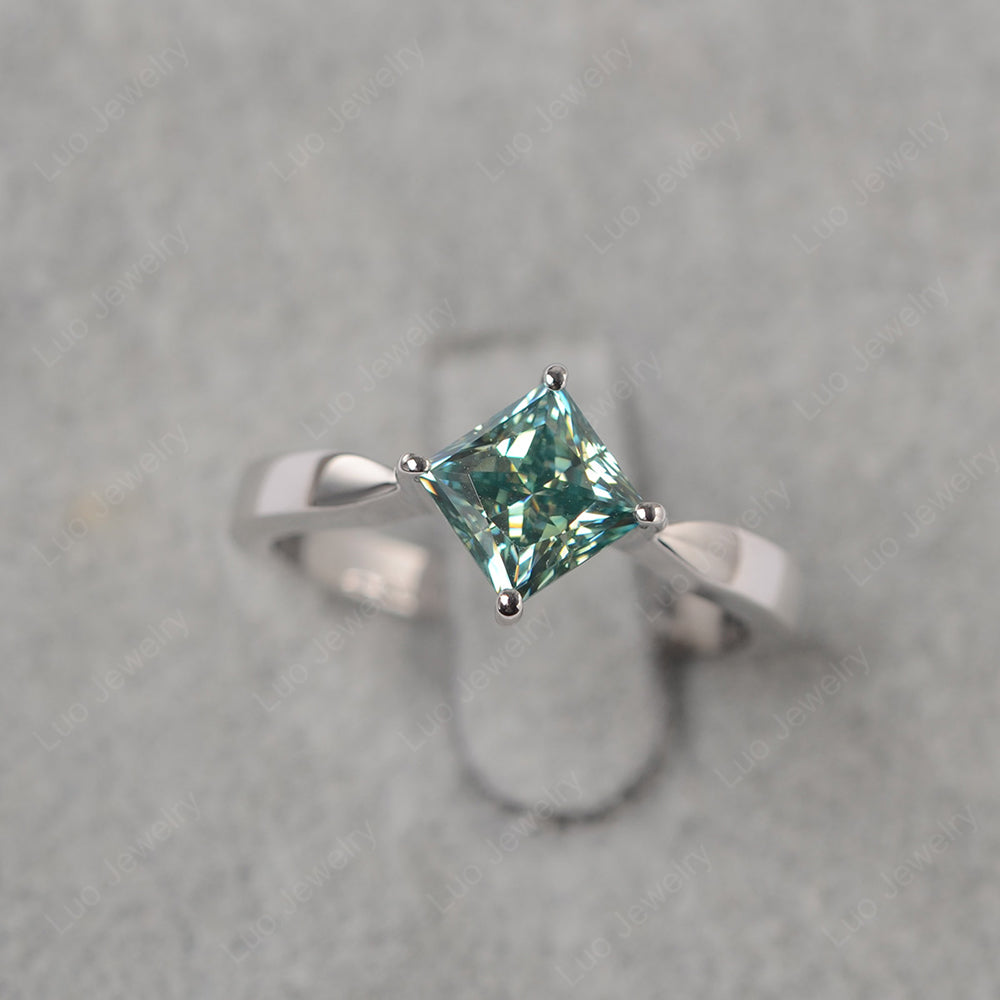 Princess Cut Kite Set Green Moissanite Ring - LUO Jewelry