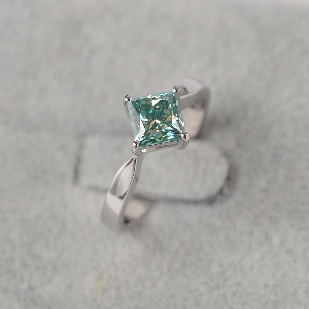 Princess Cut Kite Set Green Moissanite Ring - LUO Jewelry