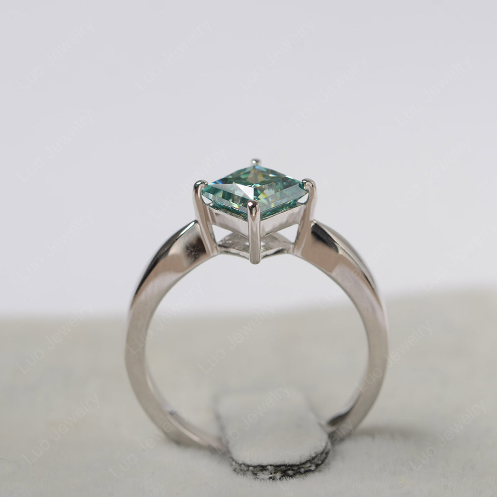 Princess Cut Kite Set Green Moissanite Ring - LUO Jewelry