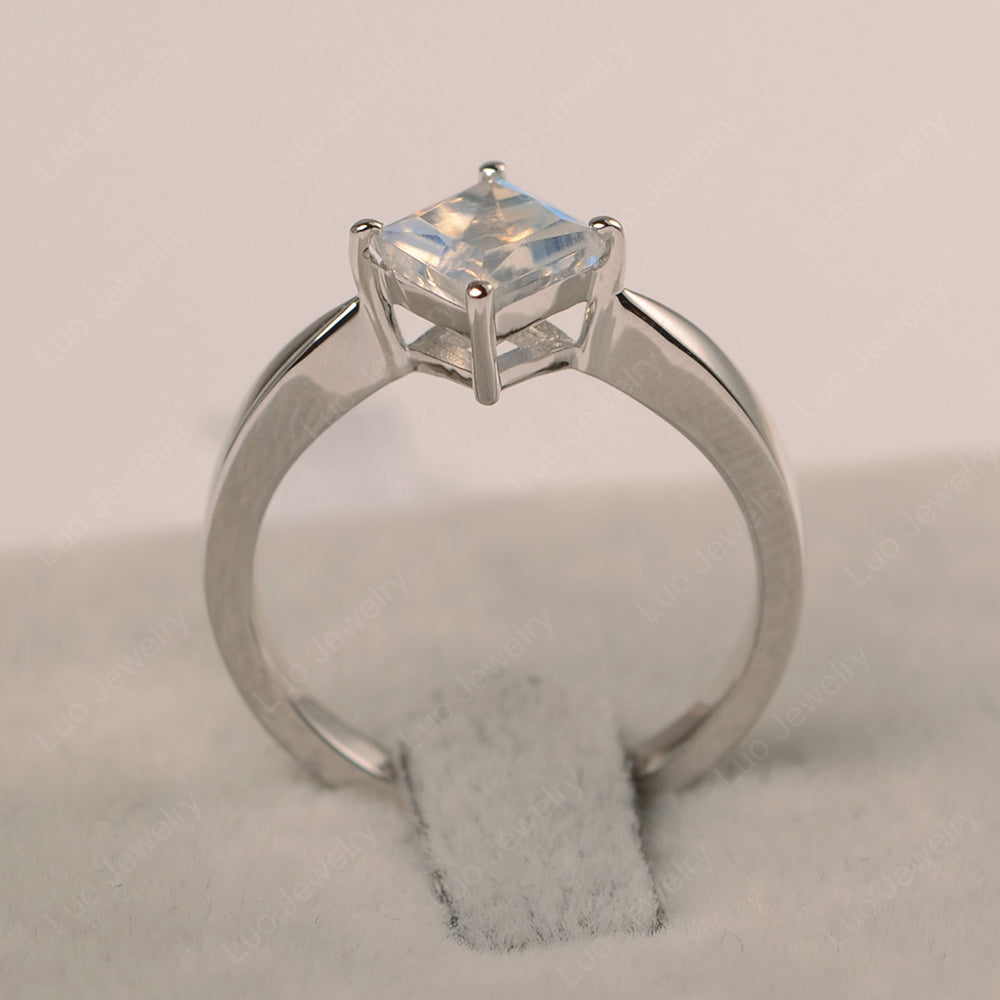 Princess Cut Kite Set Moonstone Solitaire Ring - LUO Jewelry