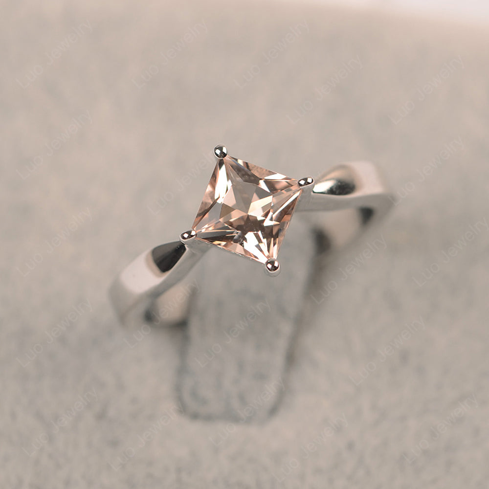 Princess Cut Kite Set Morganite Solitaire Ring - LUO Jewelry