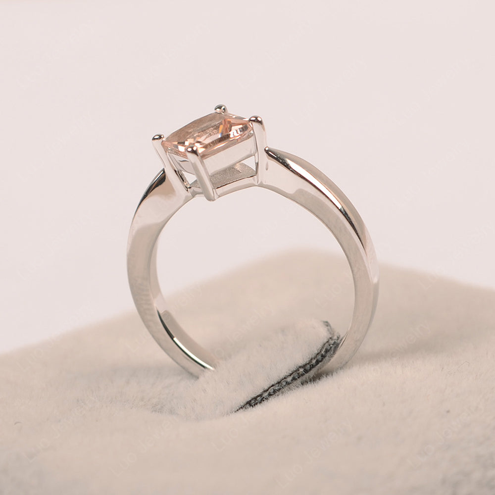 Princess Cut Kite Set Morganite Solitaire Ring - LUO Jewelry