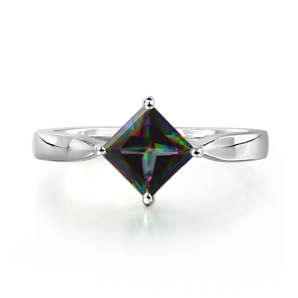 Princess Cut Kite Set Mystic Topaz Solitaire Ring - LUO Jewelry