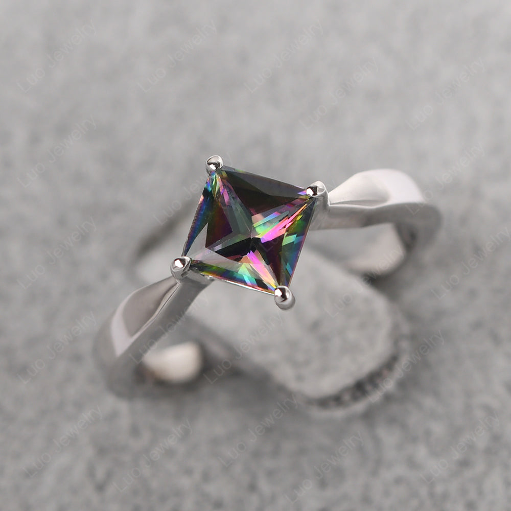 Princess Cut Kite Set Mystic Topaz Solitaire Ring - LUO Jewelry
