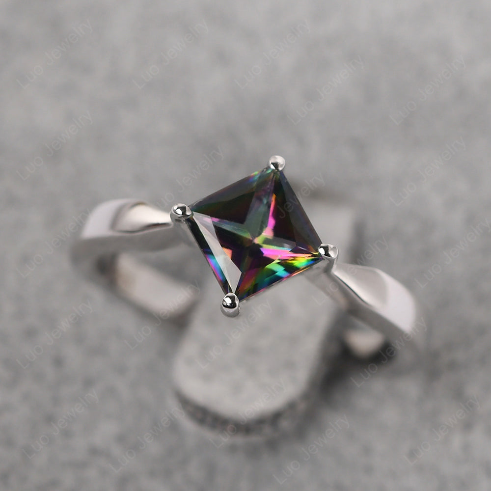 Princess Cut Kite Set Mystic Topaz Solitaire Ring - LUO Jewelry
