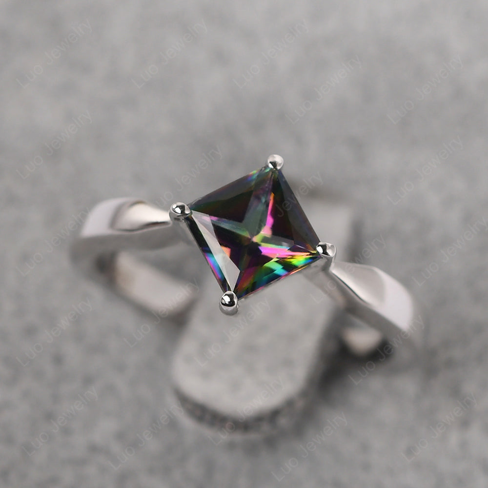 Princess Cut Kite Set Mystic Topaz Solitaire Ring - LUO Jewelry