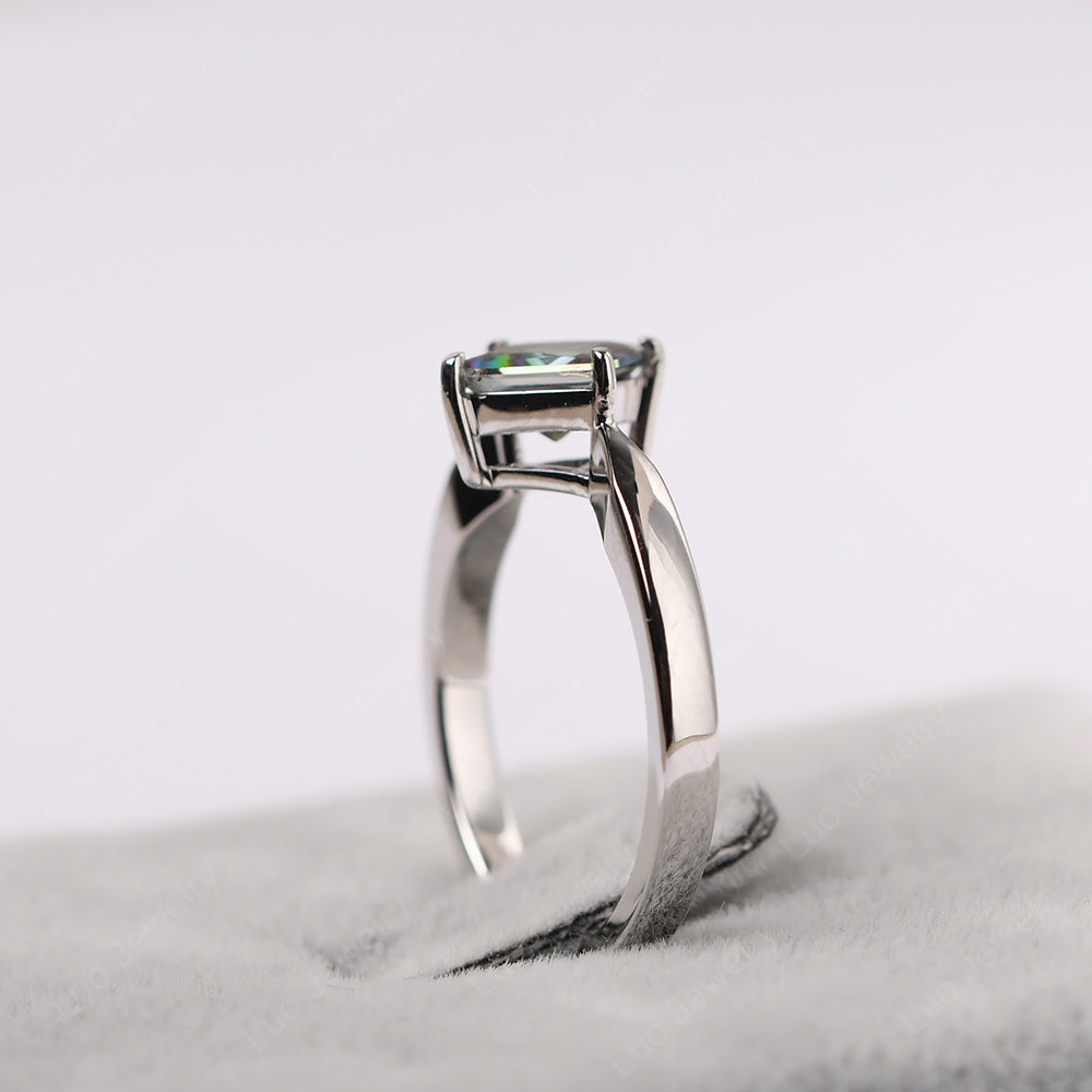 Princess Cut Kite Set Mystic Topaz Solitaire Ring - LUO Jewelry