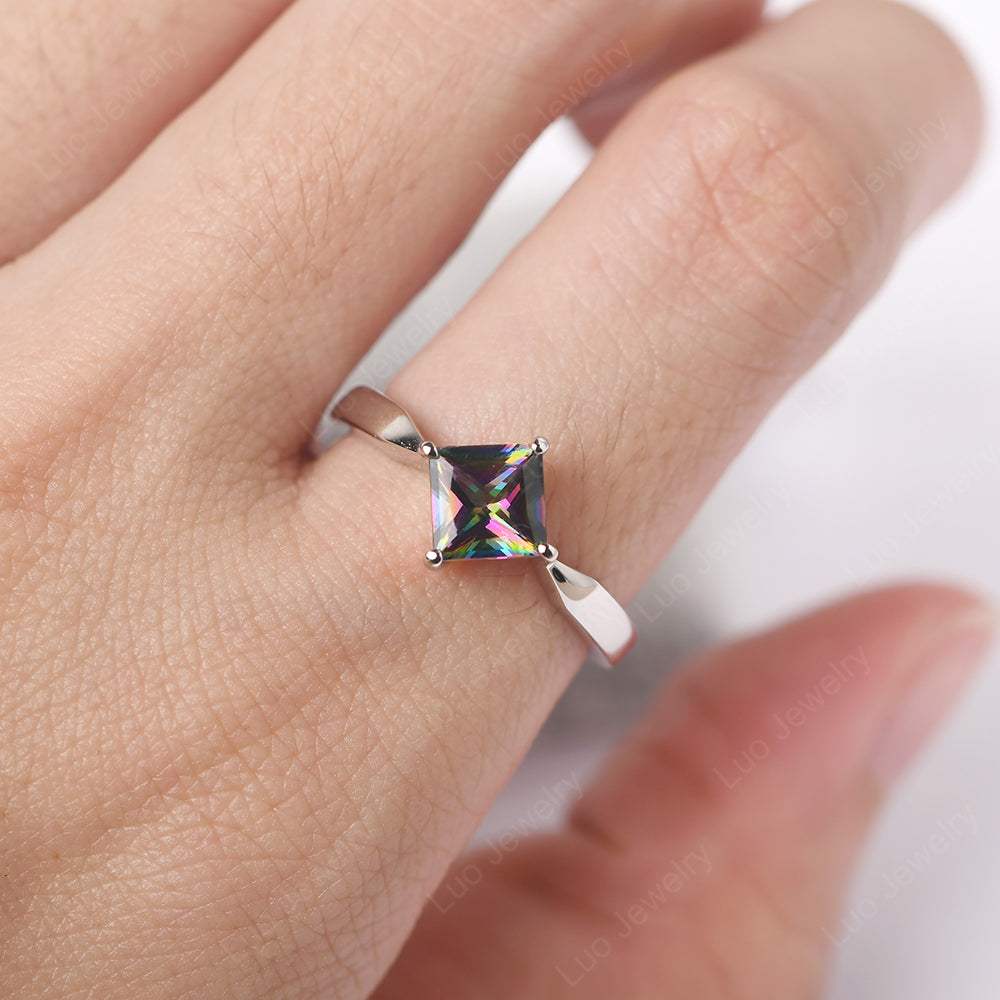 Princess Cut Kite Set Mystic Topaz Solitaire Ring - LUO Jewelry