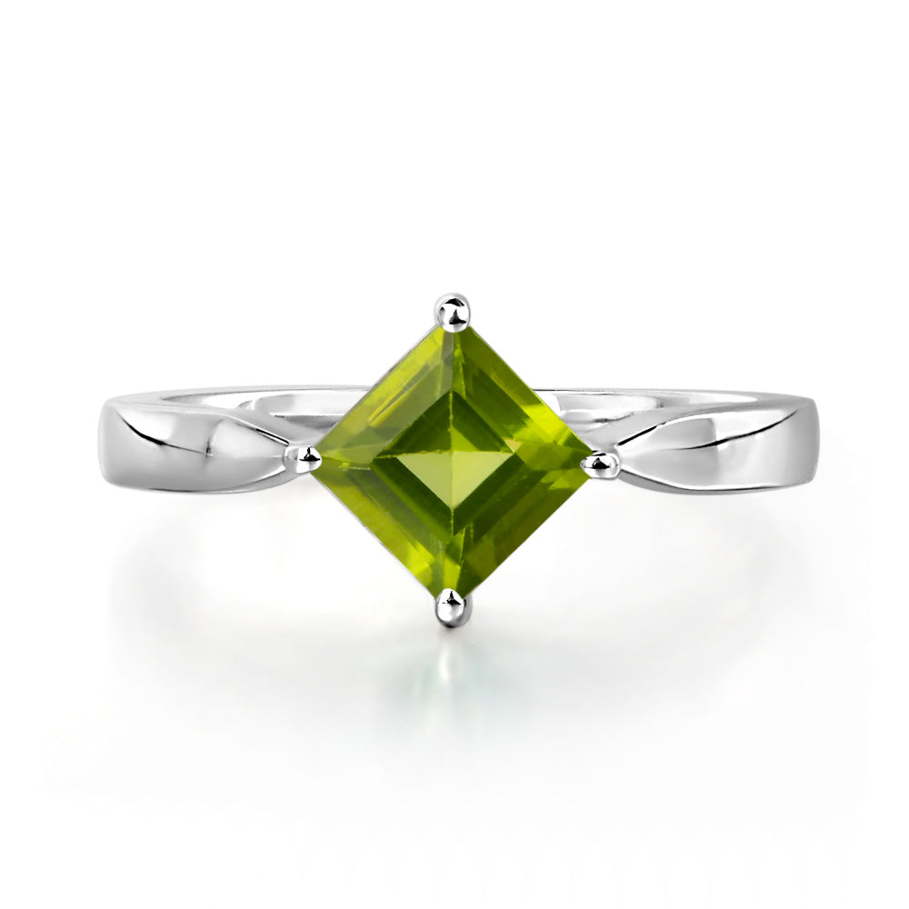 Square Cut Kite Set Peridot Solitaire Ring - LUO Jewelry