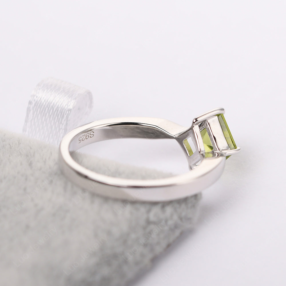 Square Cut Kite Set Peridot Solitaire Ring - LUO Jewelry