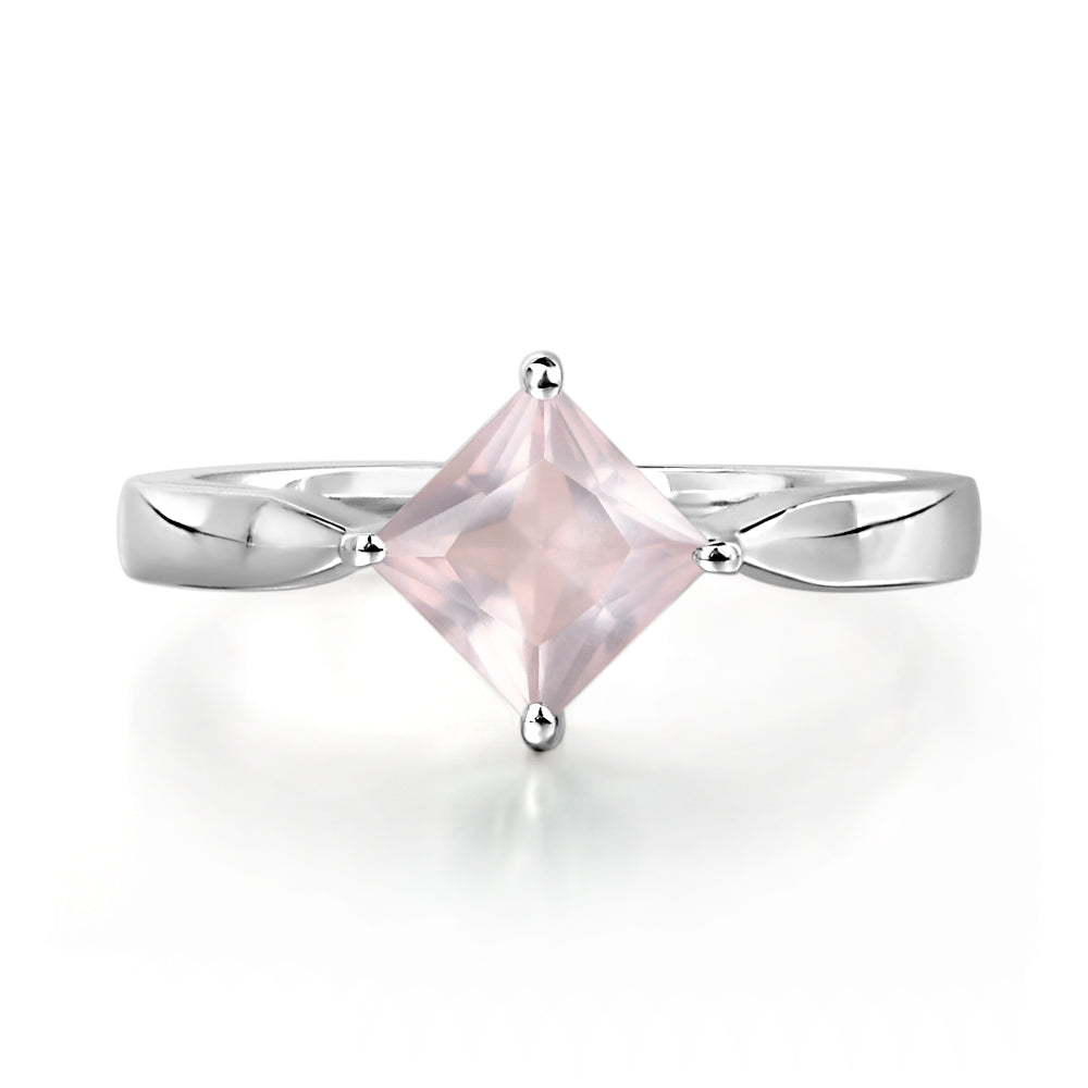 Princess Cut Kite Set Rose Quartz Solitaire Ring - LUO Jewelry