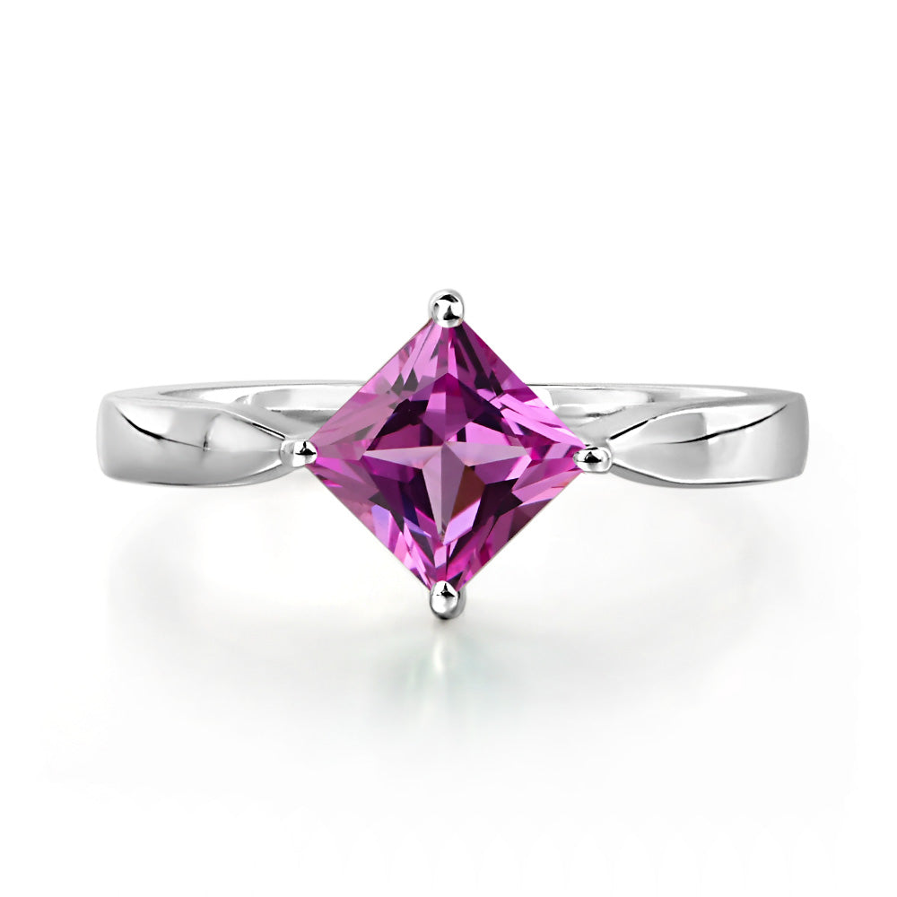 Square Cut Kite Set Pink Sapphire Solitaire Ring - LUO Jewelry