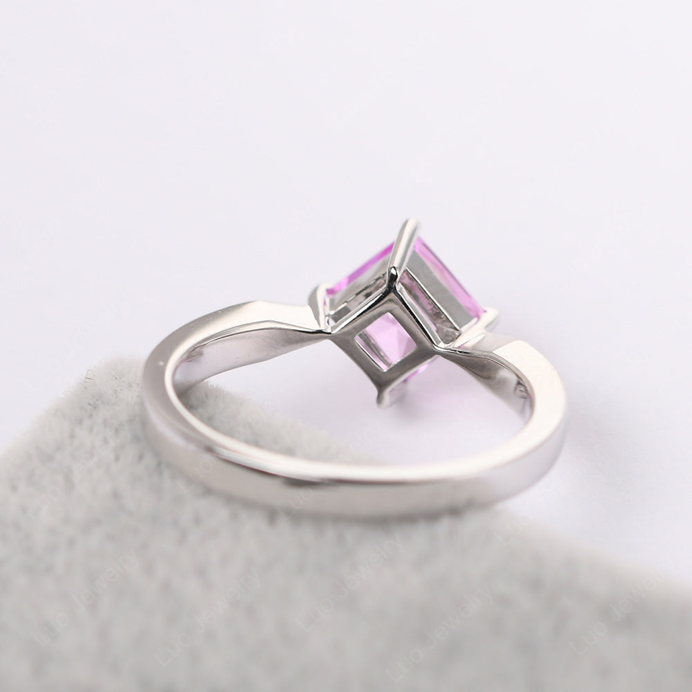 Square Cut Kite Set Pink Sapphire Solitaire Ring - LUO Jewelry