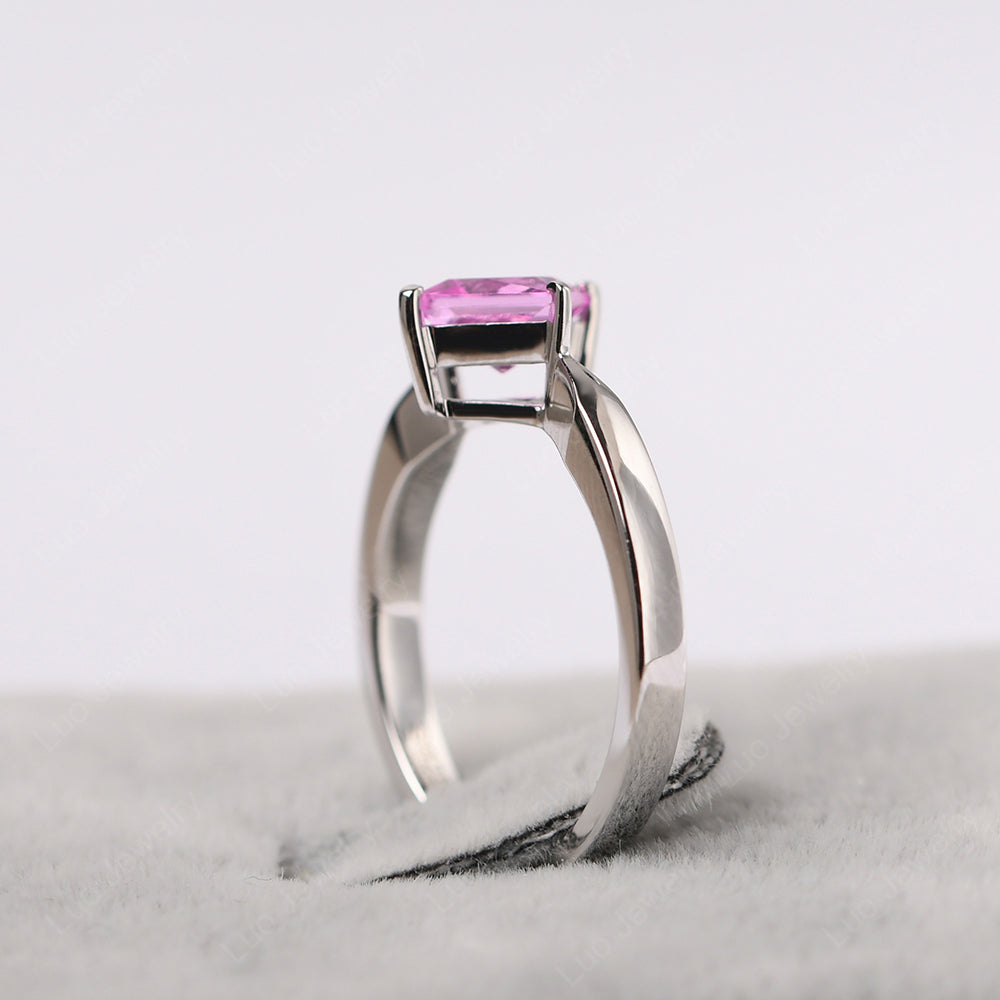 Square Cut Kite Set Pink Sapphire Solitaire Ring - LUO Jewelry