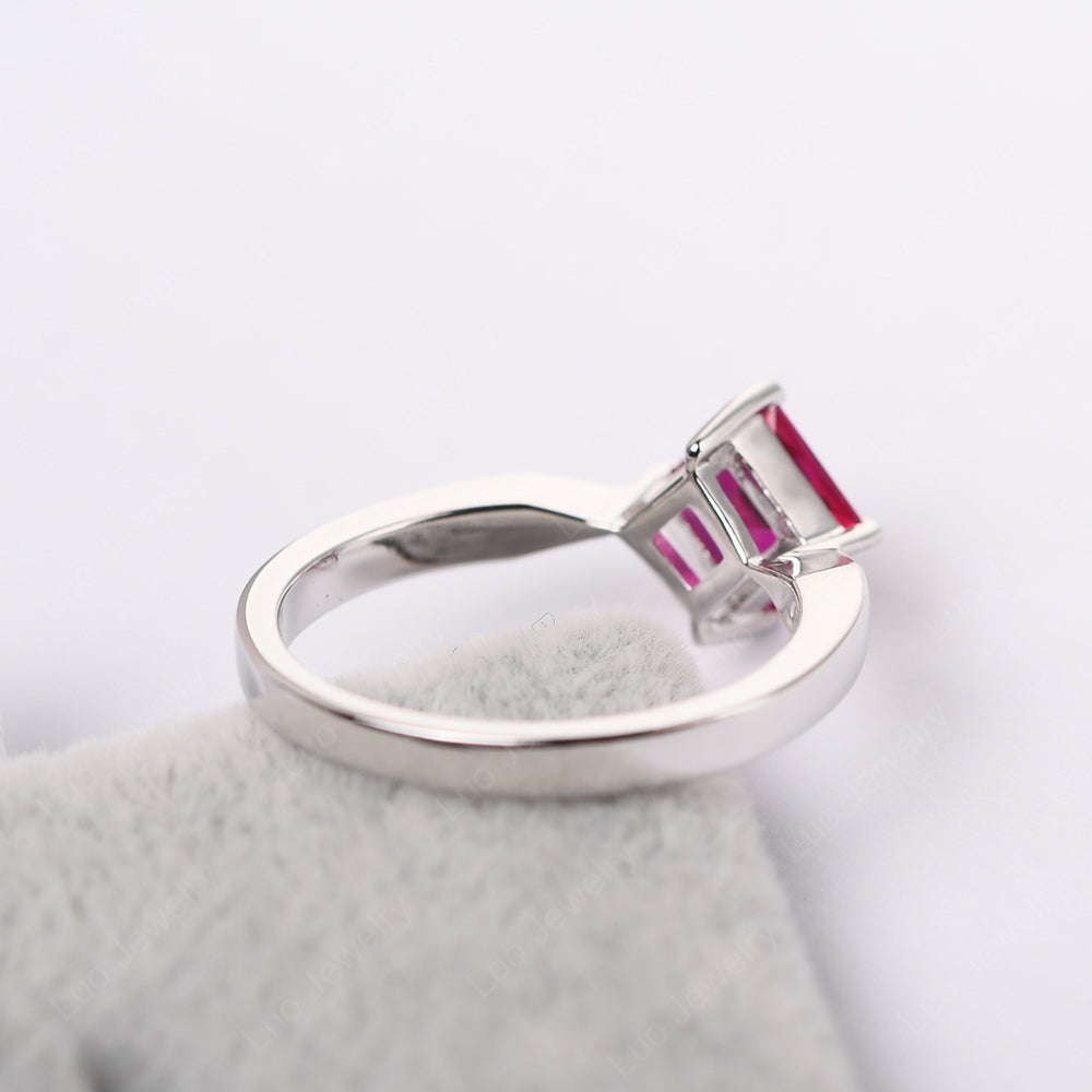 Princess Cut Kite Set Ruby Solitaire Ring - LUO Jewelry