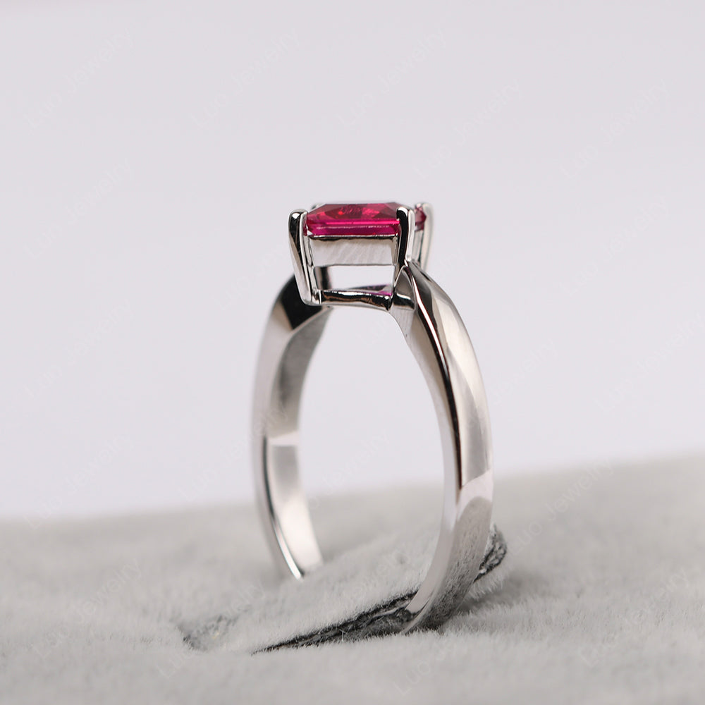 Princess Cut Kite Set Ruby Solitaire Ring - LUO Jewelry